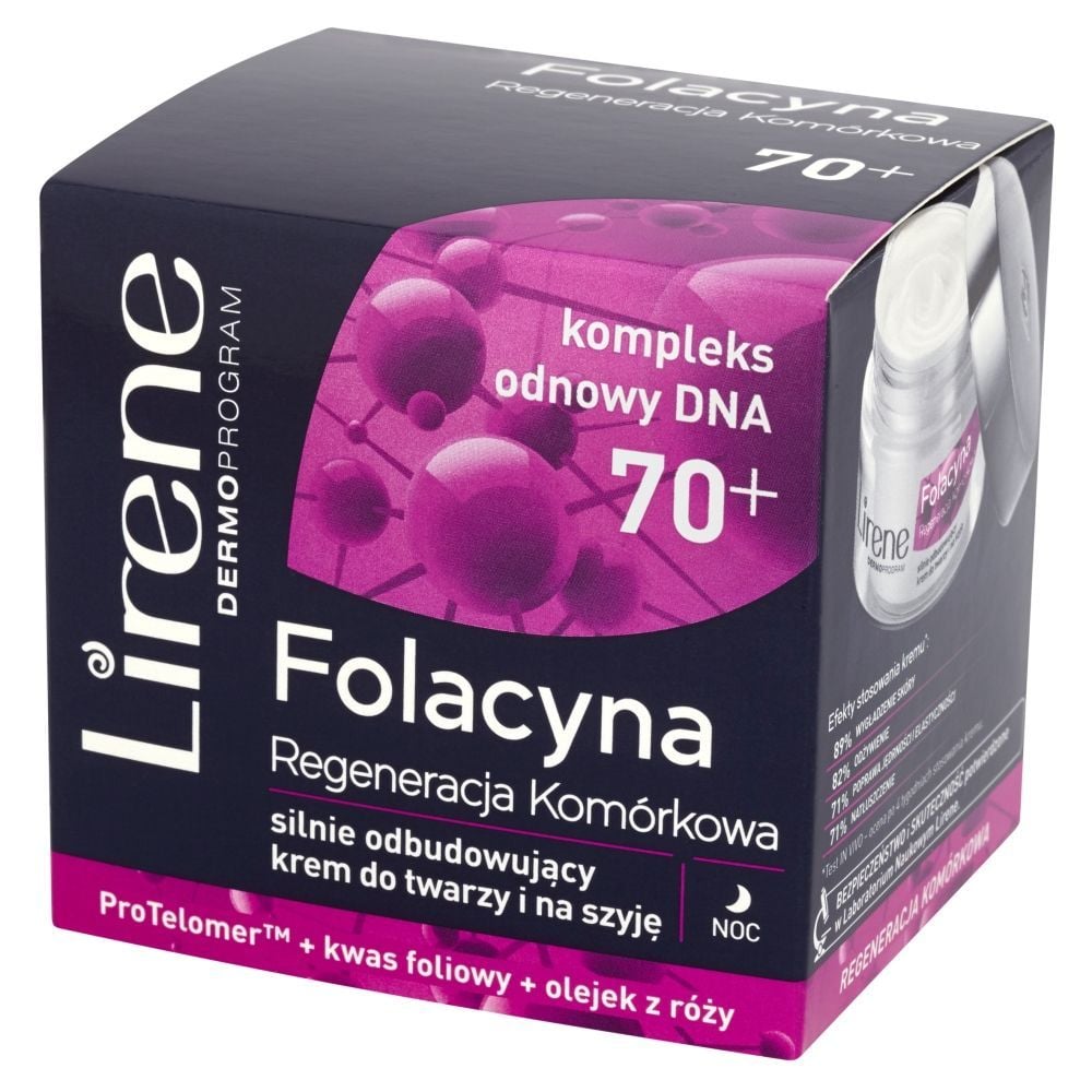 Lirene Folacyna 70+ Regeneracja Komórkowa Silnie odbudowujący krem do twarzy i na szyję 50 ml