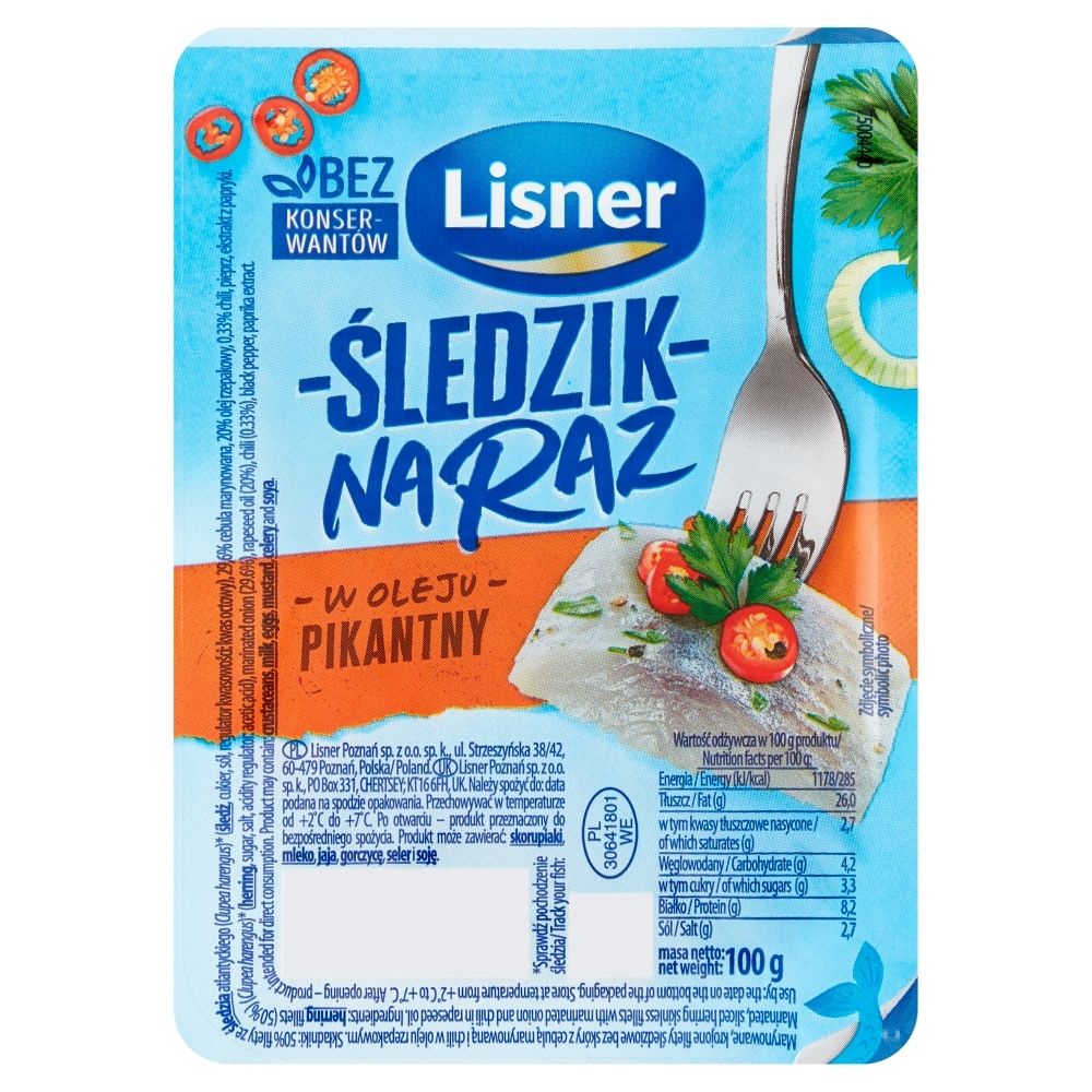 Lisner Śledzik na raz w oleju pikantny 100 g