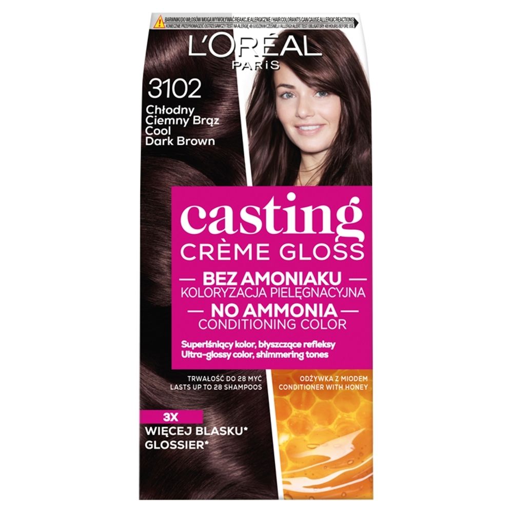 L'Oréal Paris Casting Crème Gloss Farba do włosów 3102 chłodny ciemny brąz