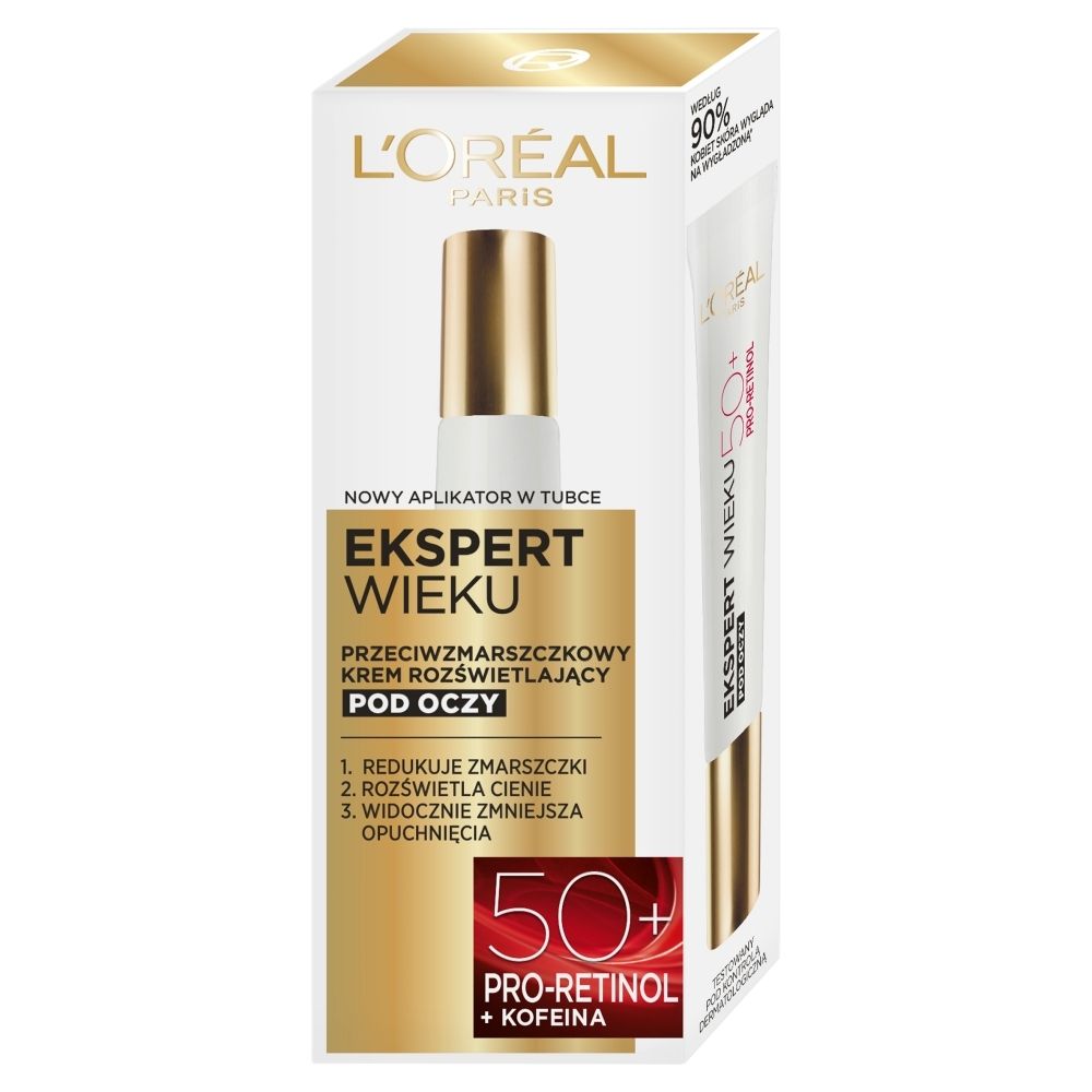 L'Oréal Paris Ekspert Wieku Przeciwzmarszczkowy krem rozświetlający pod oczy 50+ 15 ml