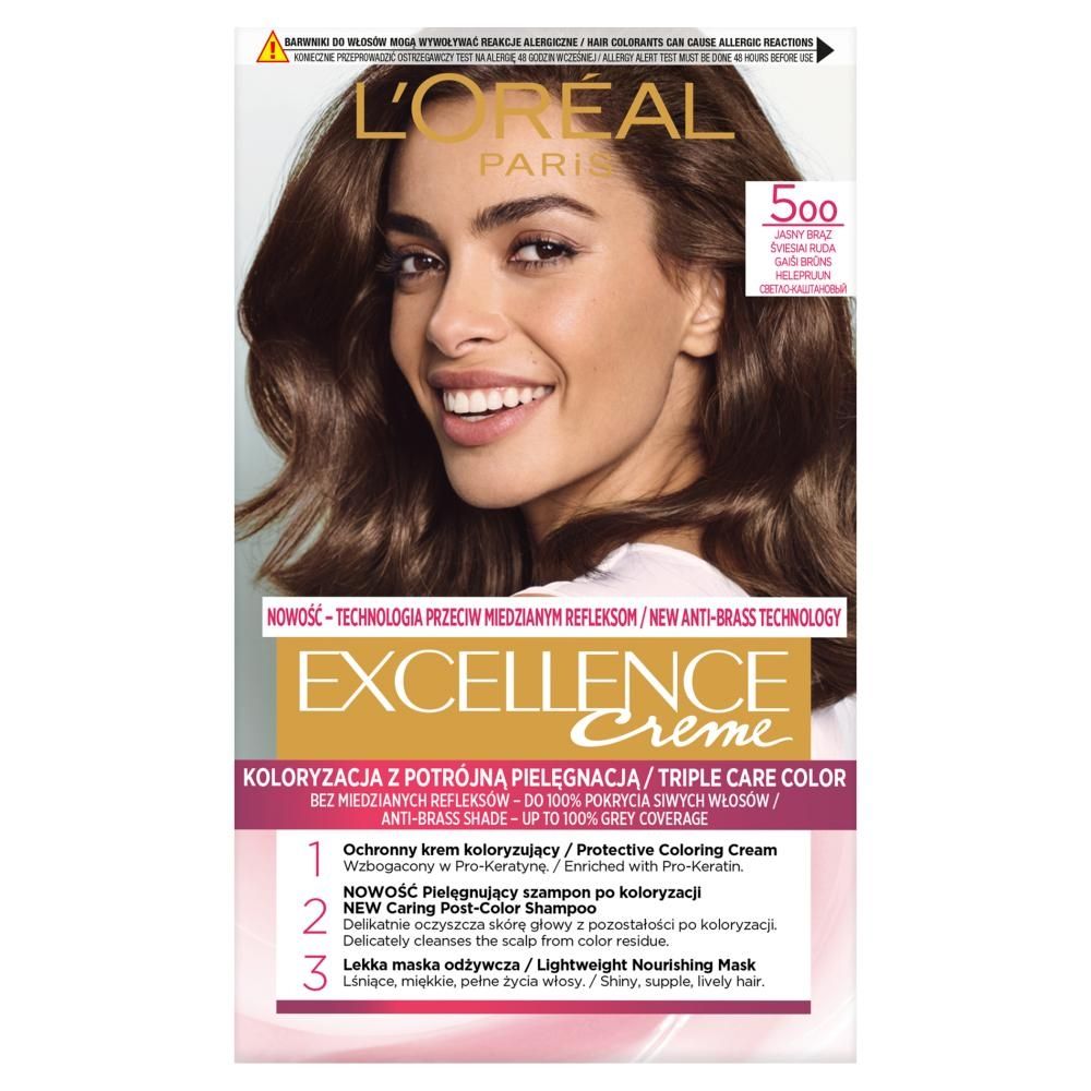 L'Oréal Paris Excellence Creme Farba do włosów 500 jasny brąz