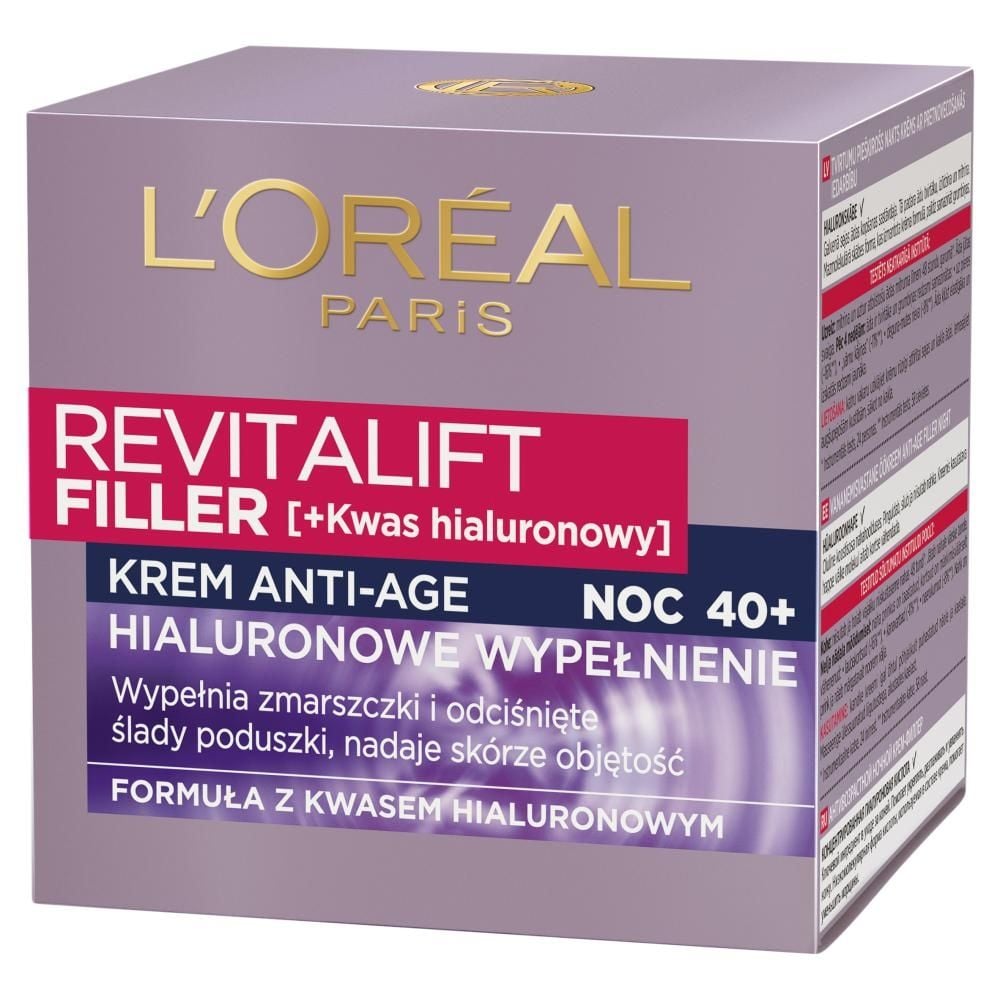 L'Oreal Paris Revitalift Filler Hialuronowe wypelnienie krem Anti-Age na noc 40+ 50 ml