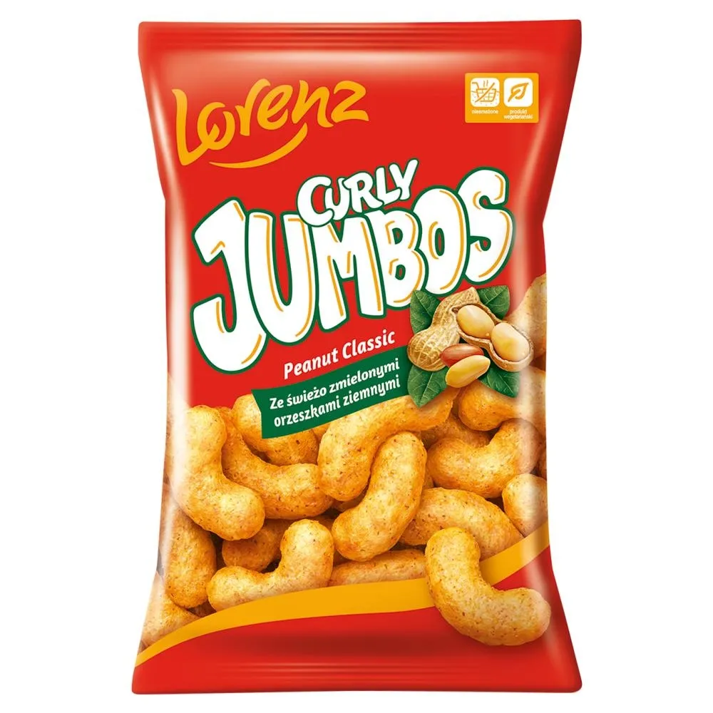 Lorenz Curly Jumbos Chrupki kukurydziane ze świeżo zmielonymi orzeszkami ziemnymi 100 g