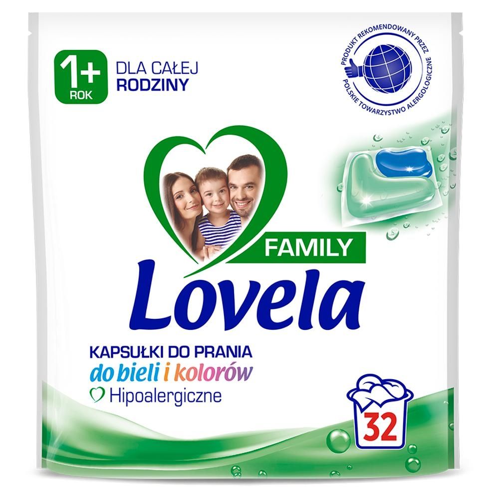 Lovela Family Hipoalergiczne kapsułki do prania do bieli i kolorów 640 g (32 prania)