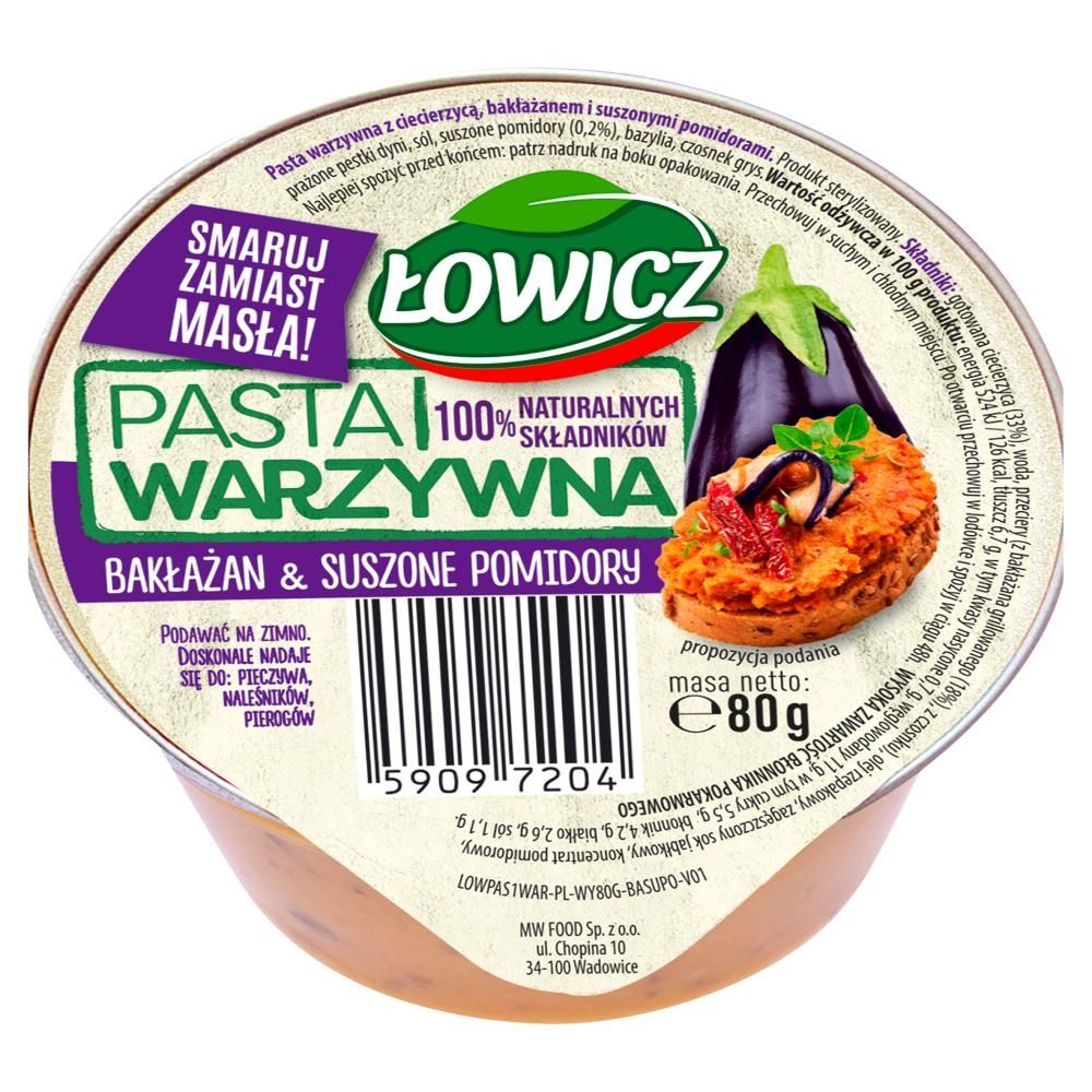 Łowicz Pasta warzywna bakłażan & suszone pomidory 80 g