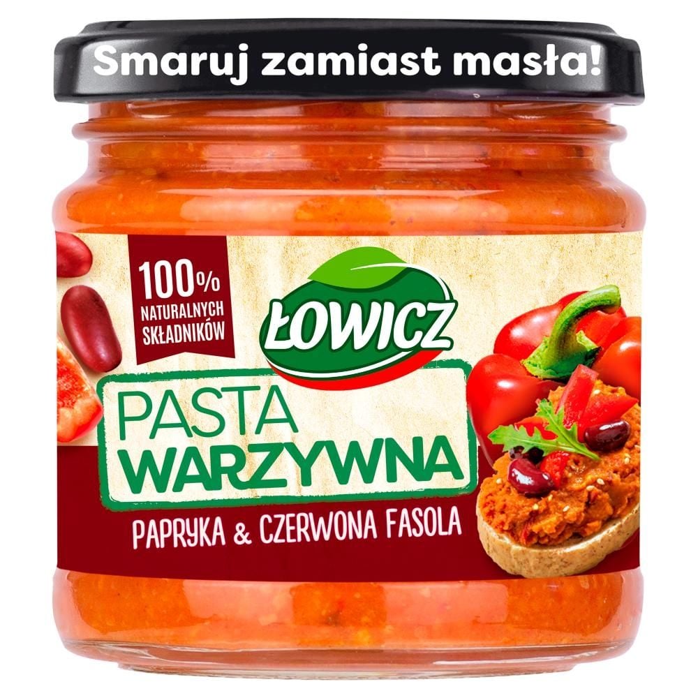 Łowicz Pasta warzywna papryka & czerwona fasola 180 g