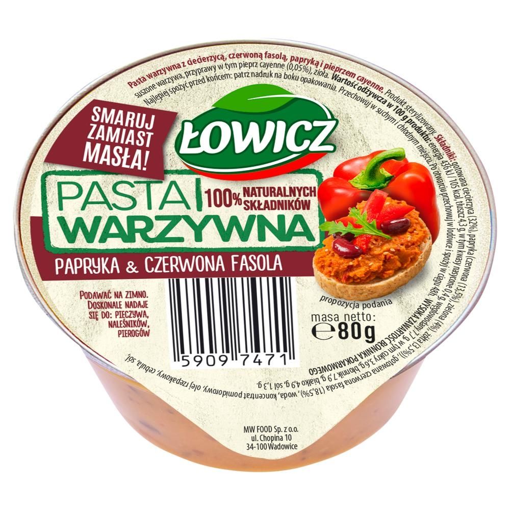 Łowicz Pasta warzywna papryka & czerwona fasola 80 g