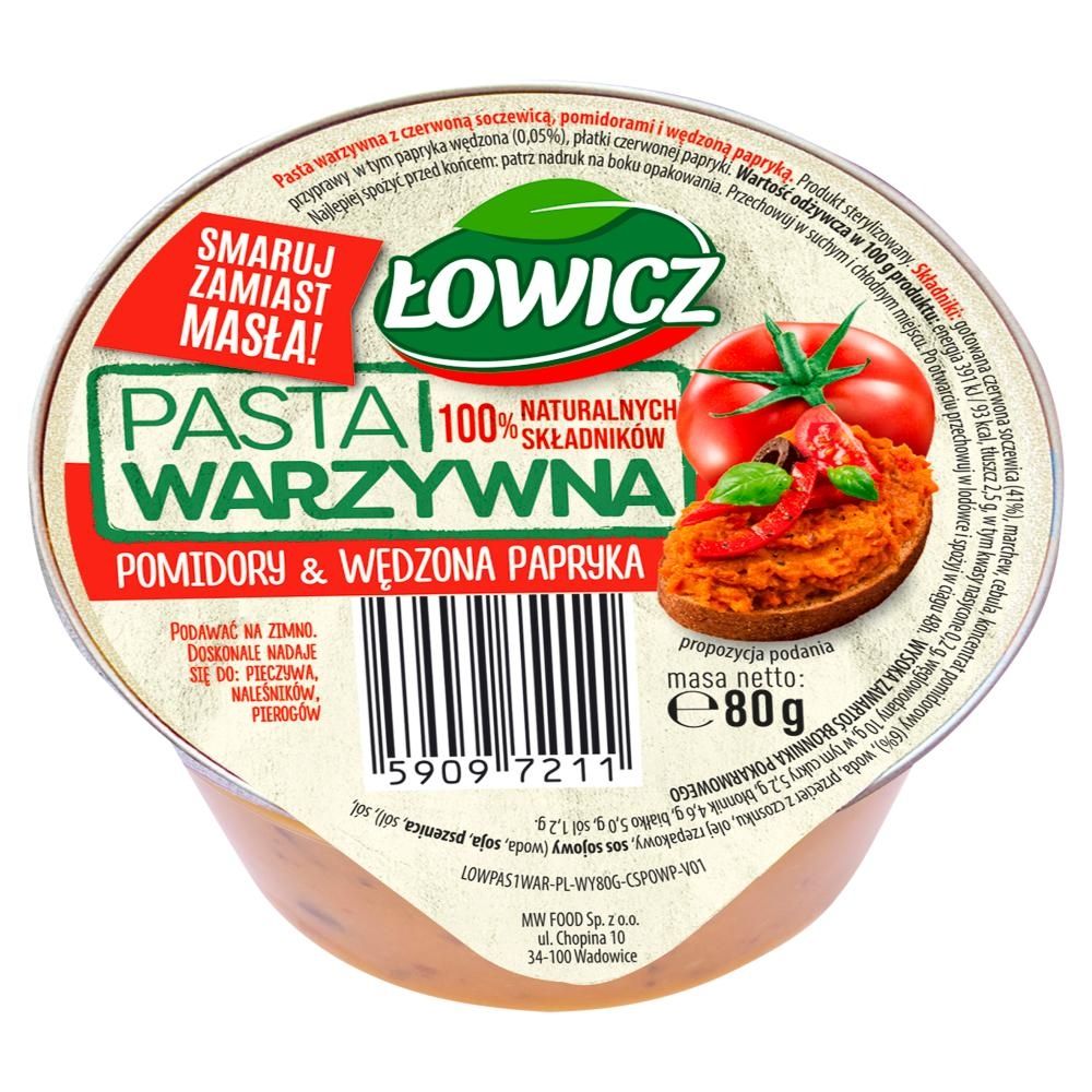 Łowicz Pasta warzywna pomidory & wędzona papryka 80 g