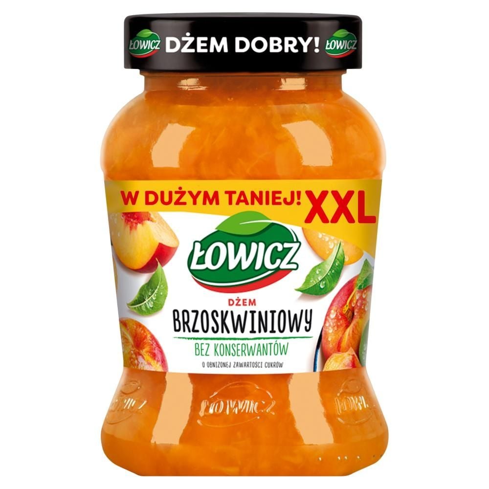 Łowicz XXL Dżem brzoskwiniowy o obniżonej zawartości cukrów 450 g