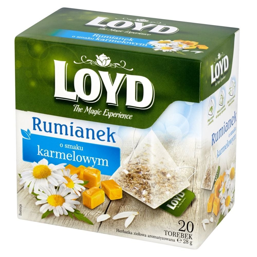 Loyd Herbatka ziołowa aromatyzowana rumianek o smaku karmelowym 28 g (20 torebek)