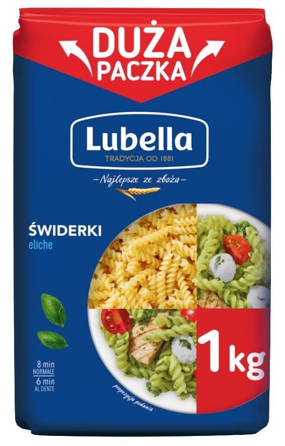 Lubella Makaron świderki Duża Paczka 1kg