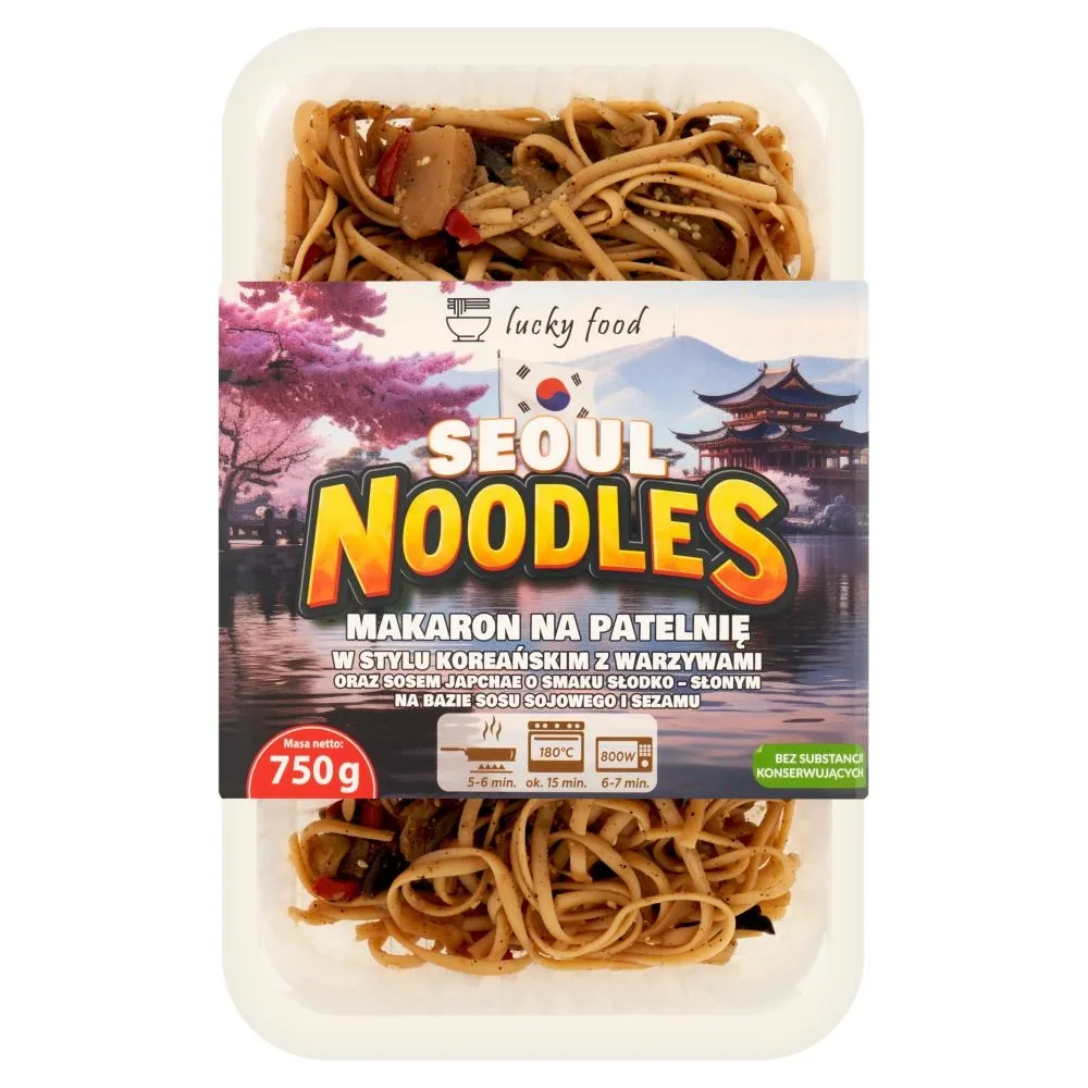 Lucky Food Seoul Noodles Makaron na patelnię w stylu koreańskim z warzywami 750 g