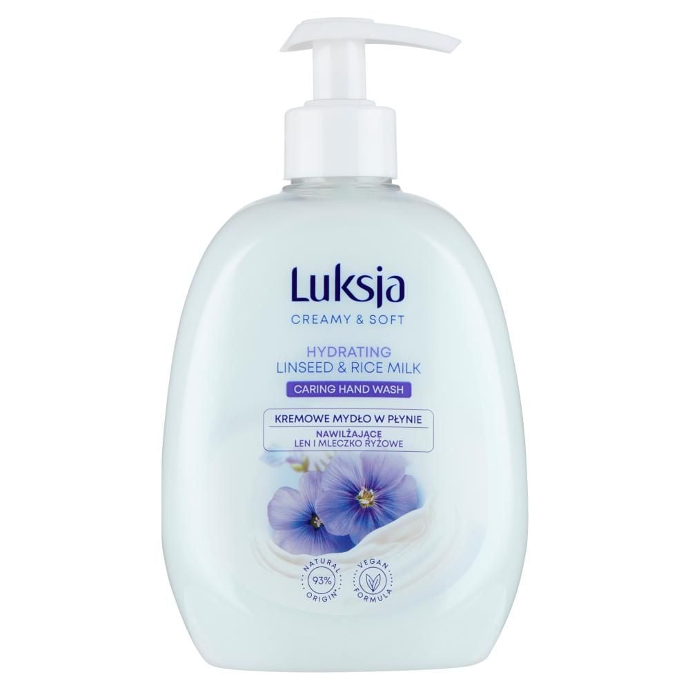 Luksja Creamy & Soft Kremowe mydło w płynie nawilżające len i mleczko ryżowe 500 ml