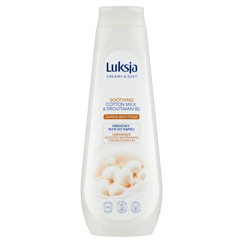 Luksja Creamy & Soft Kremowy płyn do kąpieli łagodzące mleczko bawełniane i prowitamina B5 900 ml