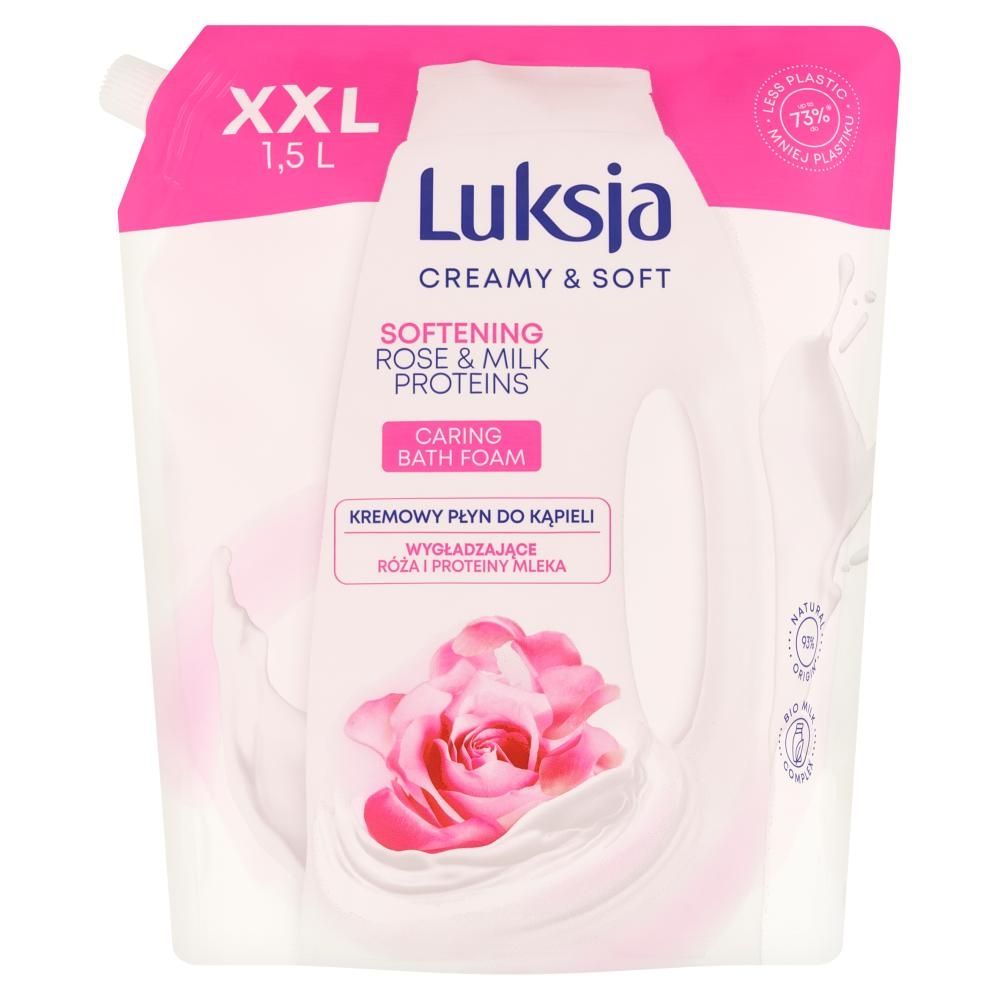 Luksja Creamy & Soft Kremowy płyn do kąpieli wygładzające róża i proteiny mleka 1,5 l