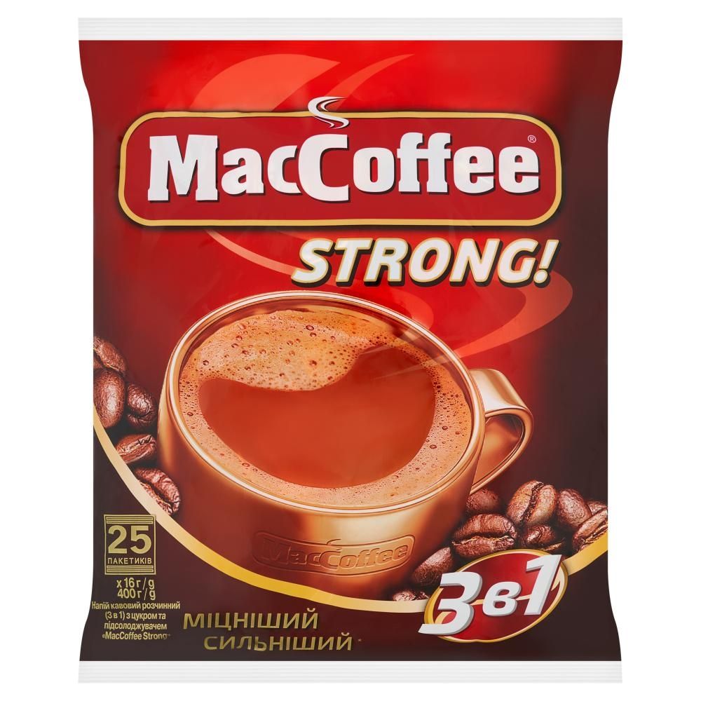 MacCoffee Strong! Napój kawowy rozpuszczalny 3 w 1 400 g (25 x 16 g)