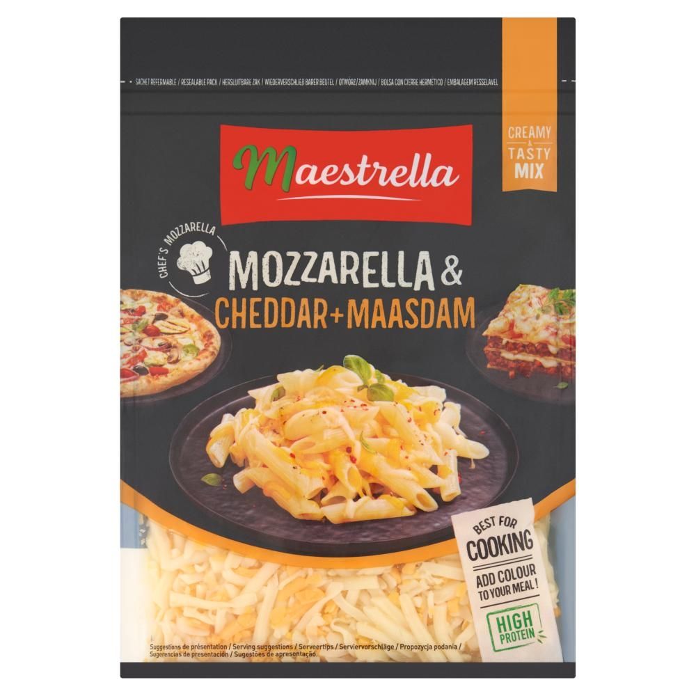 Maestrella Mieszanka 3 startych serów mozzarela cheddar maasdam 150 g