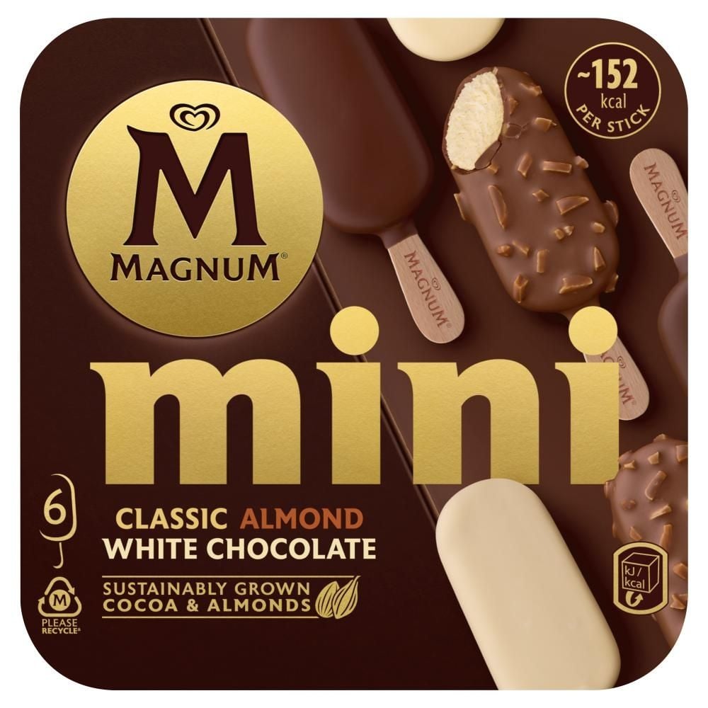 Magnum Mini Classic Almond White Chocolate Lody 330 ml (6 sztuk)