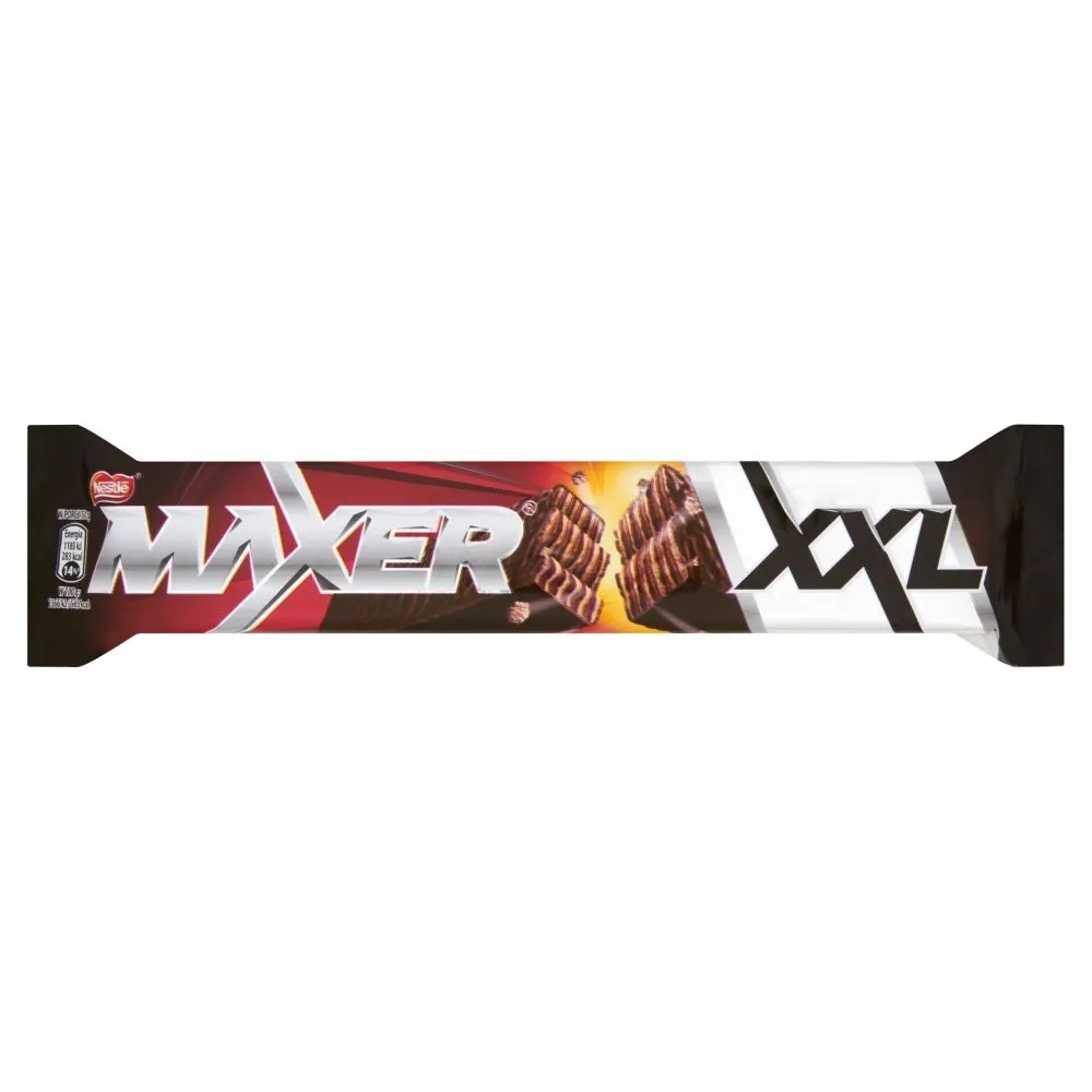 Maxer XXL Wafel przekładany kremem kakaowym oblany deserową czekoladą 50 g