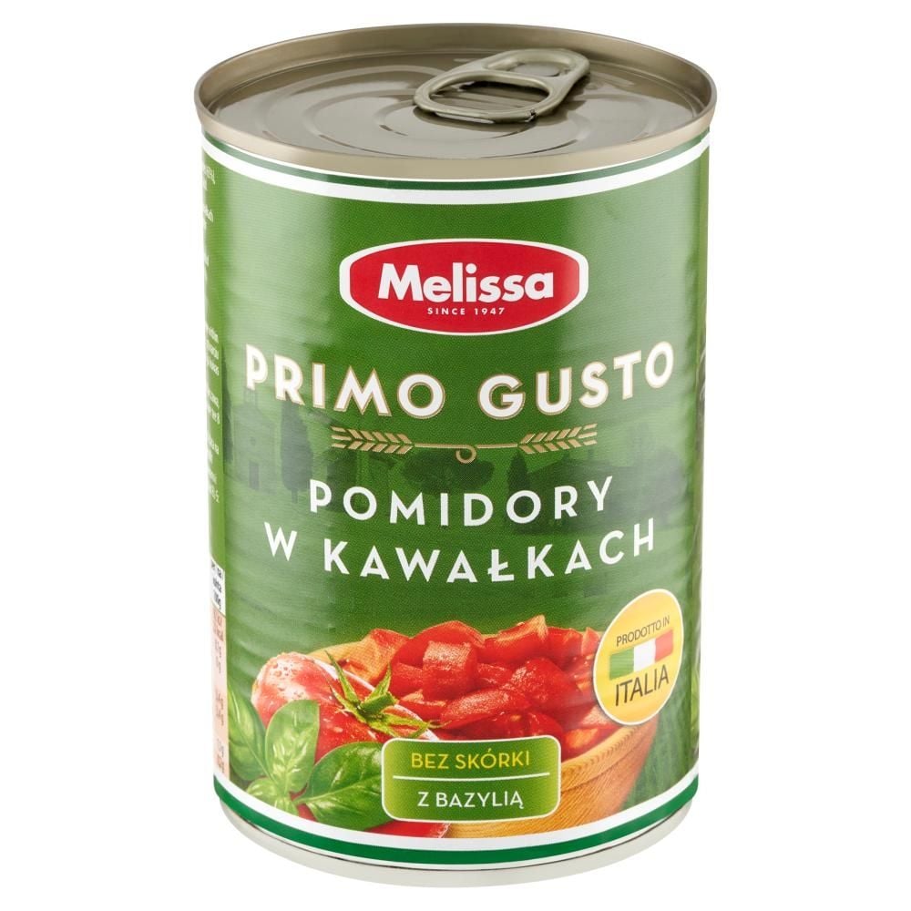 Melissa Primo Gusto Pomidory w kawałkach bez skórki z bazylią 400 g