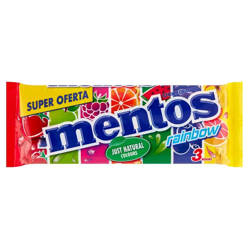 Mentos Rainbow Cukierki do żucia o smaku owocowym 3 x 37,5 g