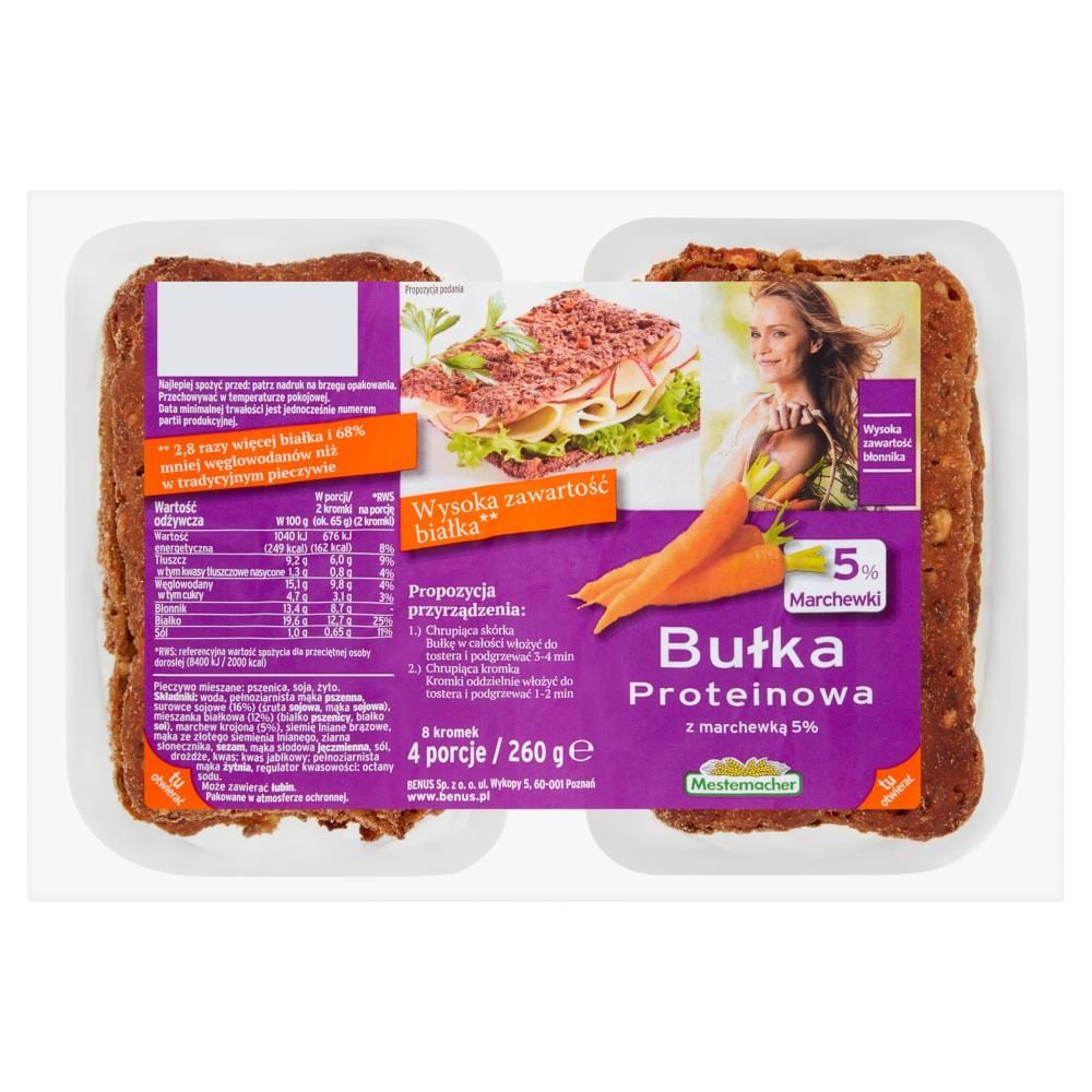 Mestemacher Bułka proteinowa z marchewką 5 % 260 g