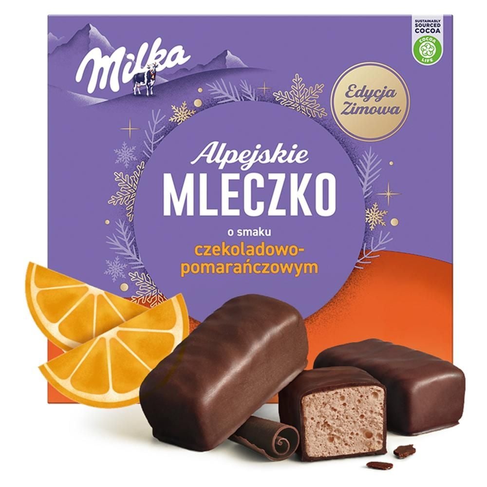 Milka Alpejskie Mleczko Pianka o smaku czekoladowo-pomarańczowym 330 g