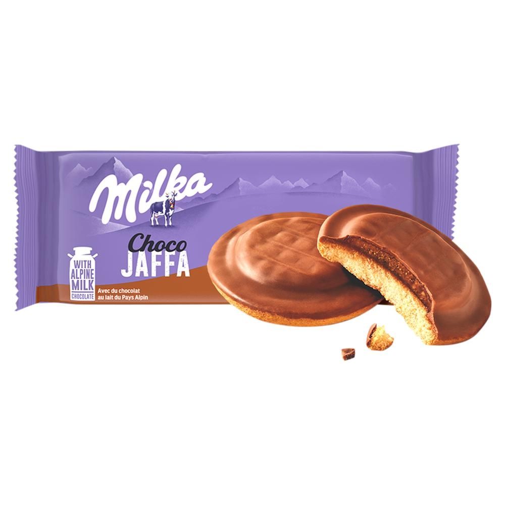 Milka Choco Jaffa Biszkopty z pianką o smaku czekoladowym oblewane czekoladą mleczną 128 g