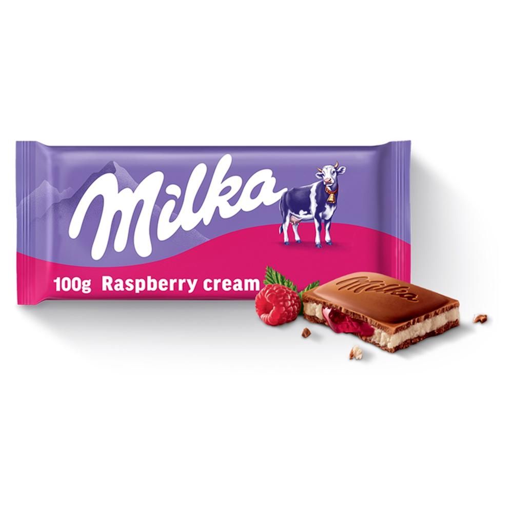 Milka Czekolada mleczna z nadzieniem o smaku malinowym 100 g