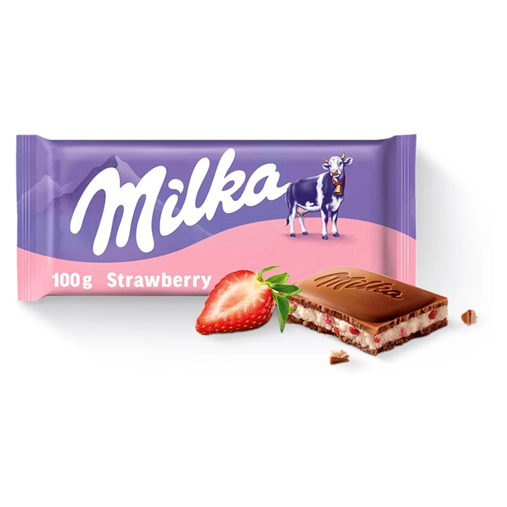 Milka Czekolada mleczna z nadzieniem o smaku truskawkowym 100 g