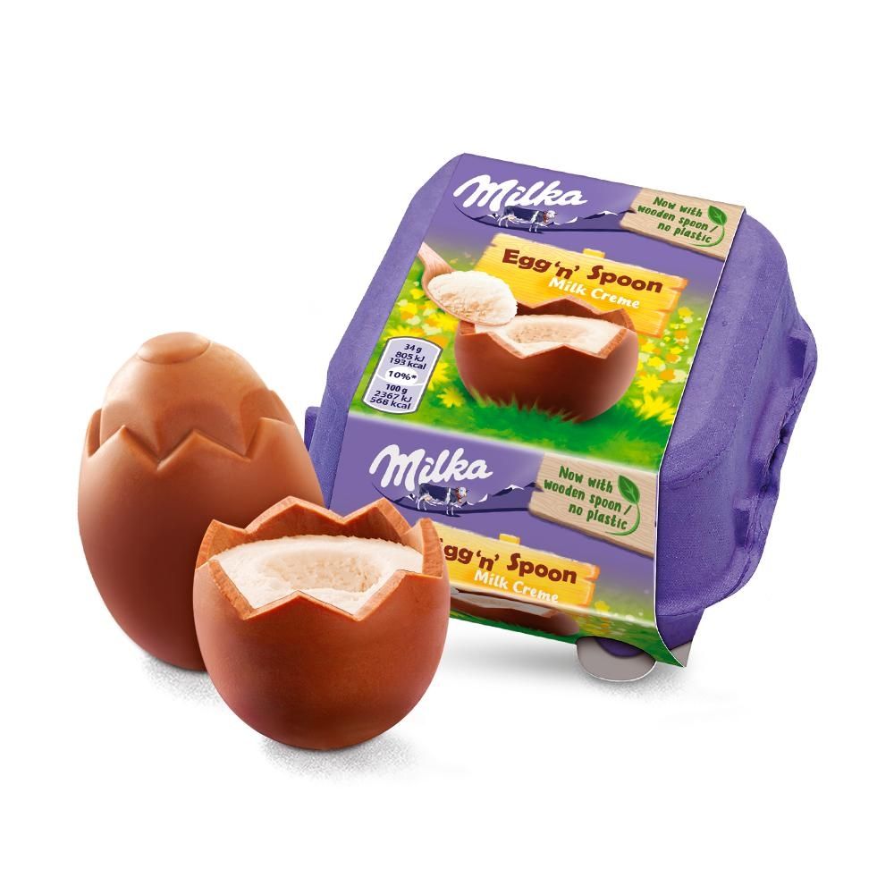 Milka Egg 'n' Spoon Milk Creme Czekolada mleczna 136 g (4 x 34 g)