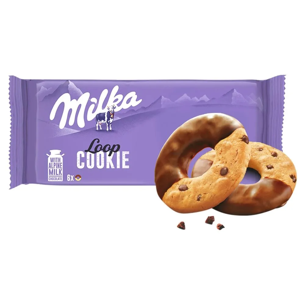 Milka Loop Cookie Ciastka z kawałkami czekolady 132 g (6 sztuk)