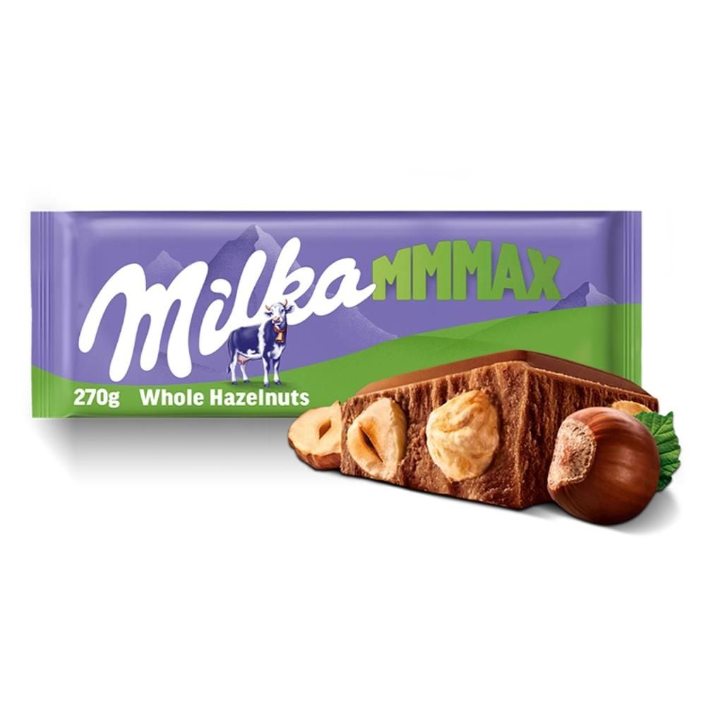 Milka Mmmax Czekolada mleczna z całymi orzechami laskowymi 270 g