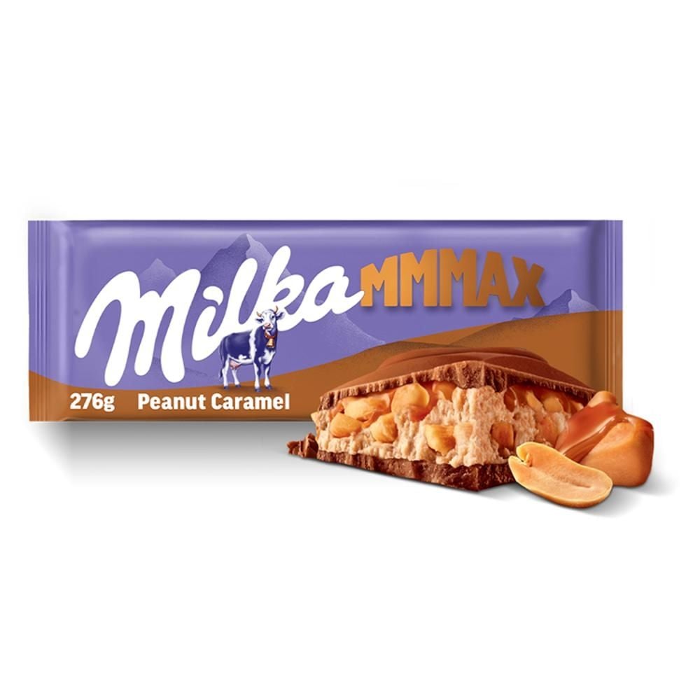 Milka Mmmax Czekolada mleczna z orzeszkami ziemnymi w nadzieniu karmelowym 276 g