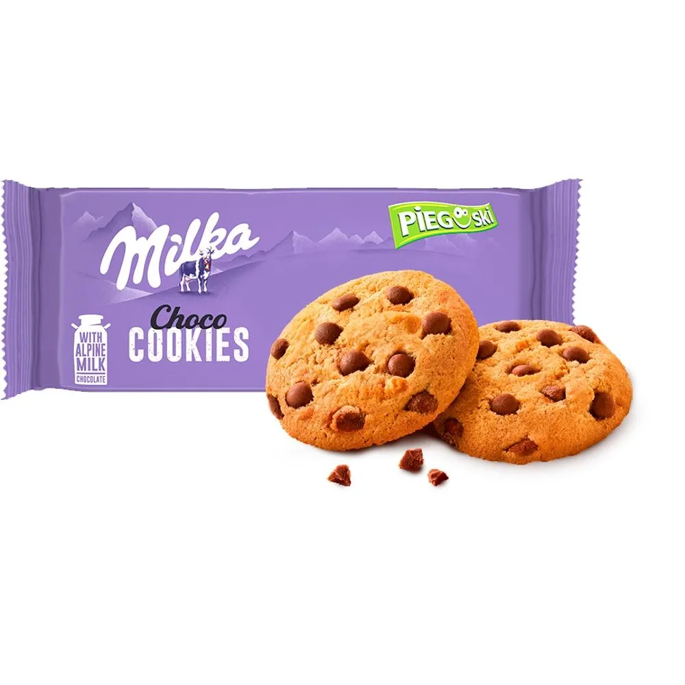 Milka Pieguski Choco Cookies Ciasteczka z kawałkami czekolady mlecznej 135 g