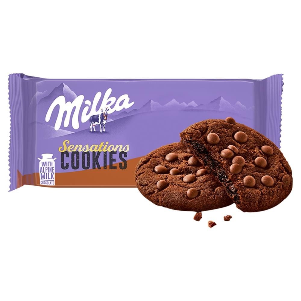 Milka Sensations Cookies Ciastka kakaowe z miękkim środkiem i kawałkami czekolady mlecznej 156 g