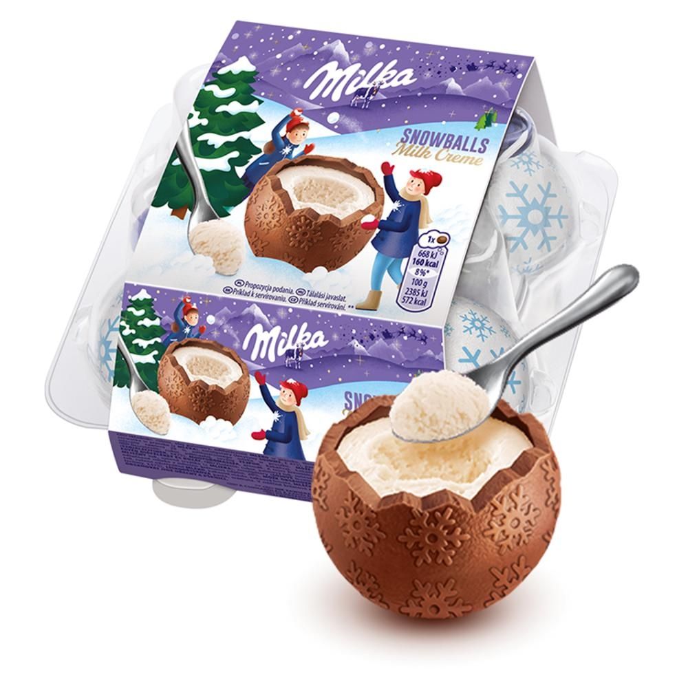 Milka Snowballs Czekolada mleczna z nadzieniem mlecznym 112 g (4 x 28 g)