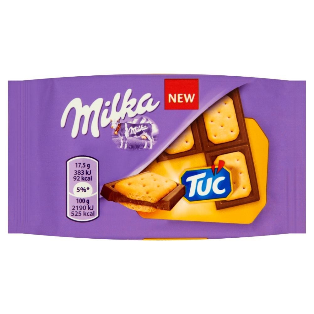 Milka Tuc Czekolada mleczna z mleka alpejskiego z solonymi krakersami 35 g