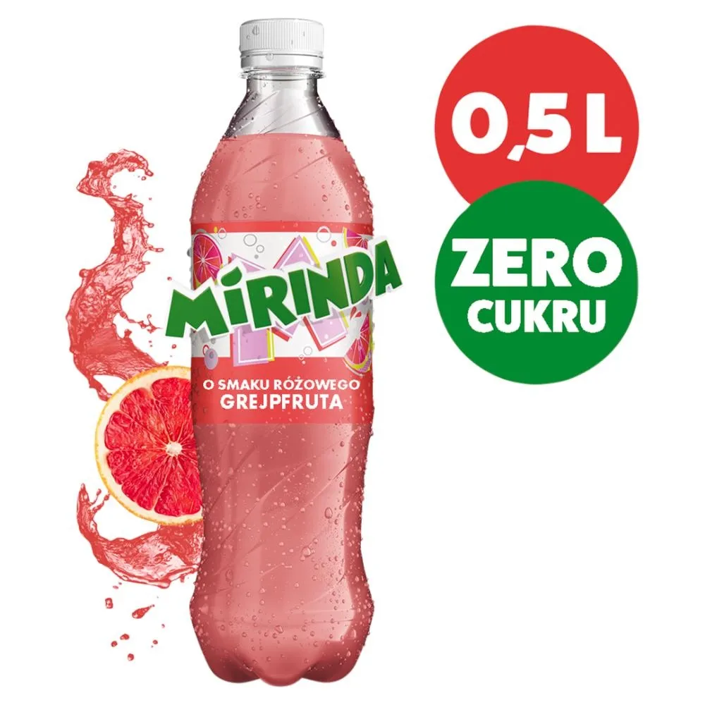 Mirinda Zero cukru Napój gazowany o smaku różowego grejpfruta 0,5 l