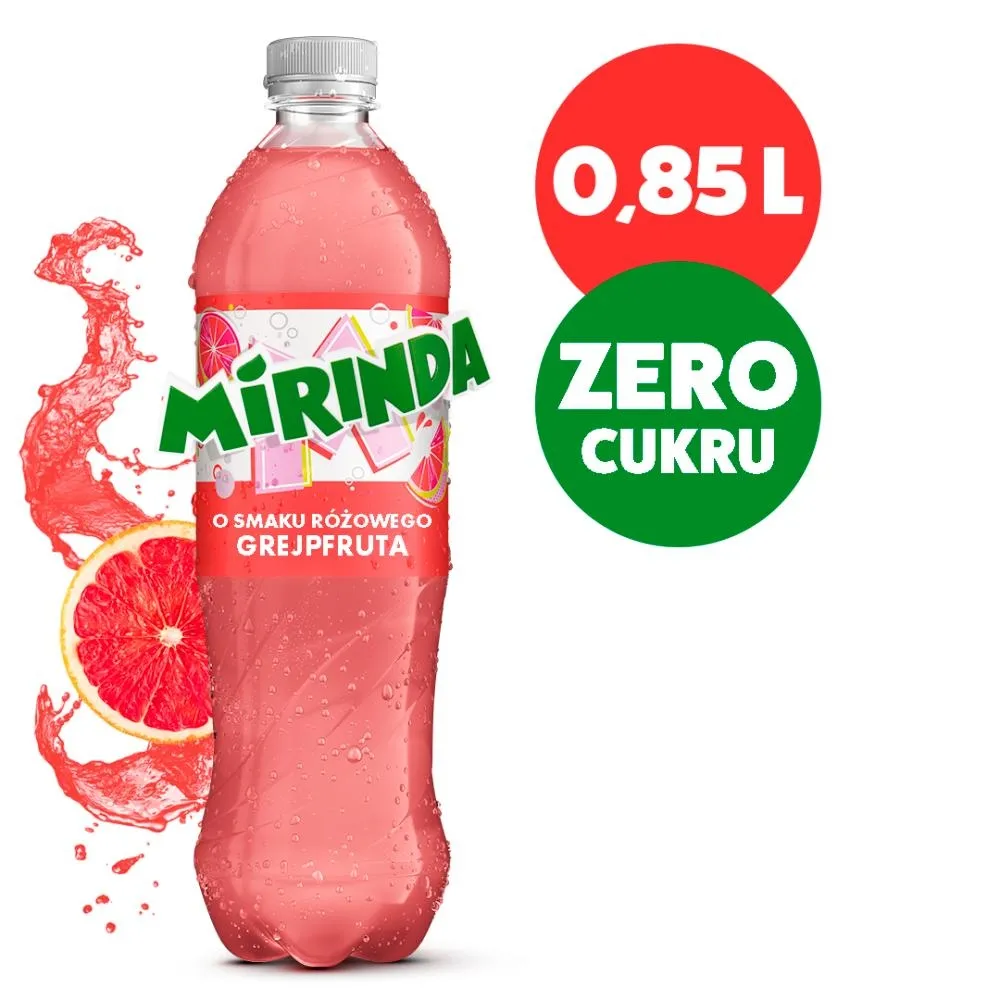 Mirinda Zero cukru Napój gazowany o smaku różowego grejpfruta 0,85 l