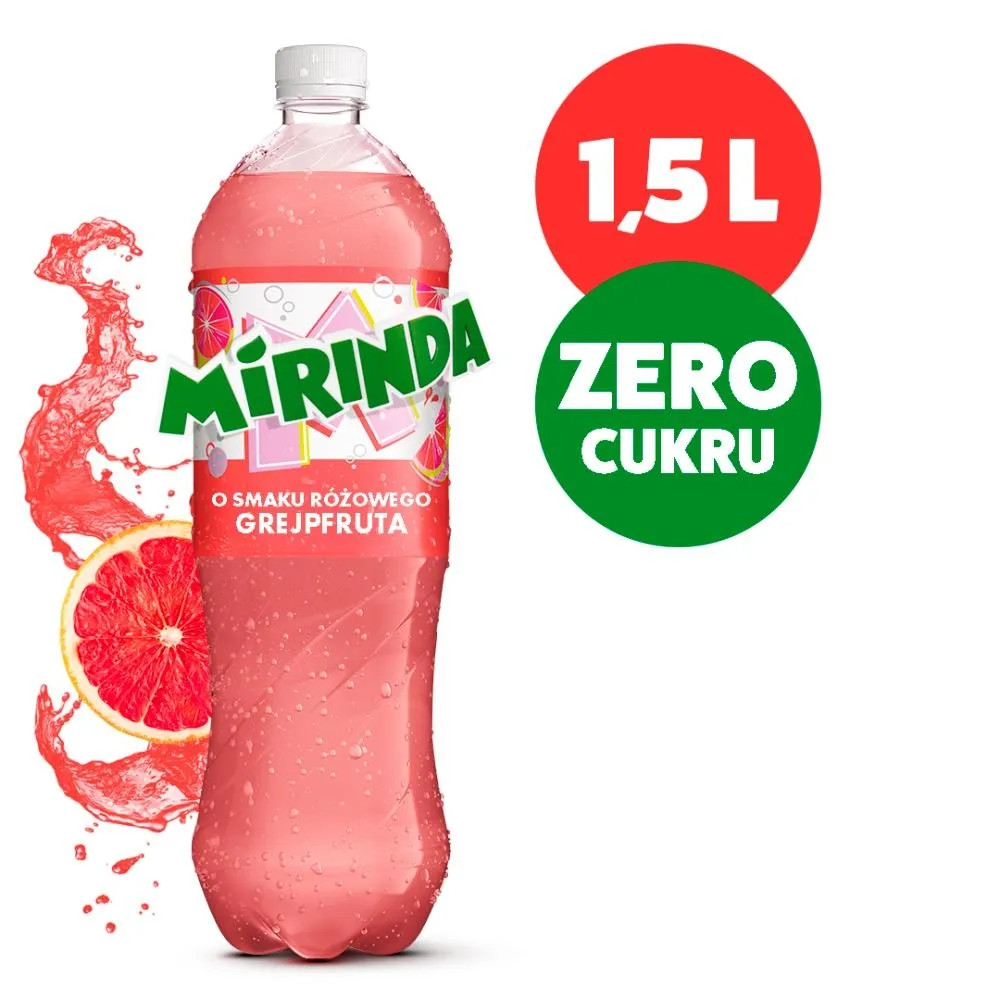 Mirinda Zero cukru Napój gazowany o smaku różowego grejpfruta 1,5 l