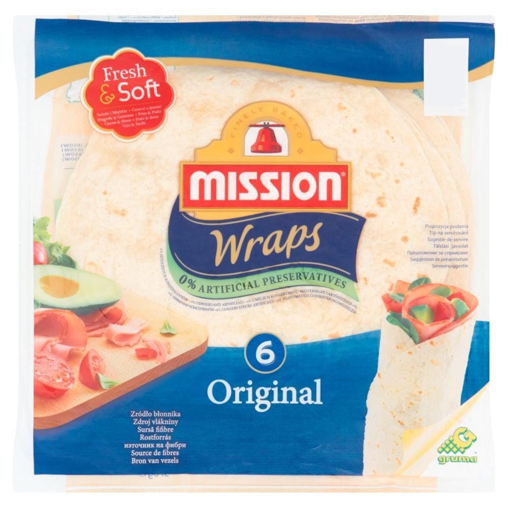 Mission Wraps Original Tortilla z mąki pszennej 370 g (6 sztuk)