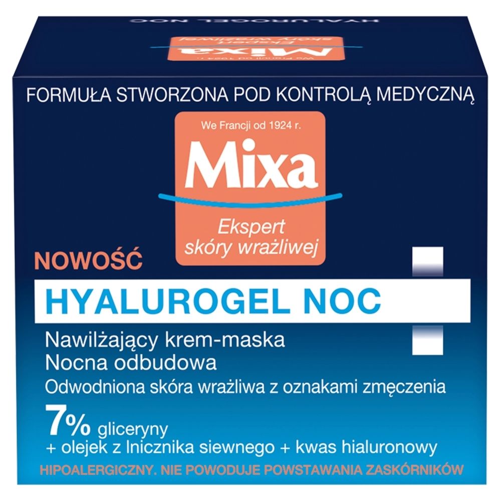 Mixa Hyalurogel Nawilżający krem-maska na noc 50 ml