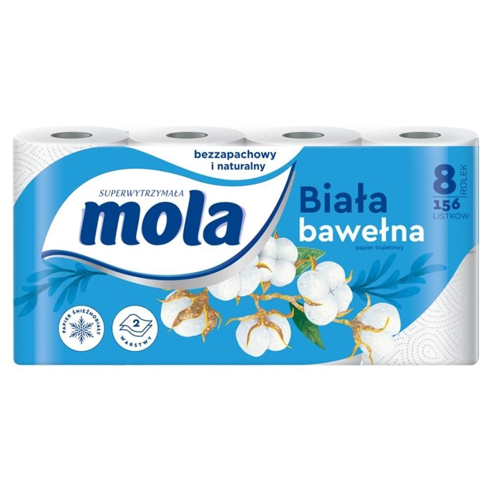 Mola Biała Bawełna papier toaletowy 8 rolek