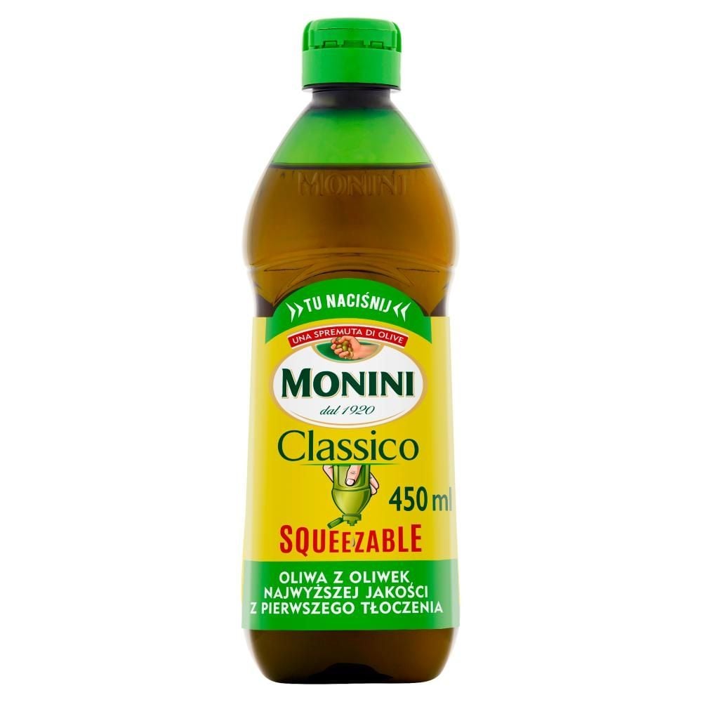 Monini Classico Squeezable Oliwa z oliwek najwyższej jakości z pierwszego tłoczenia 450 ml