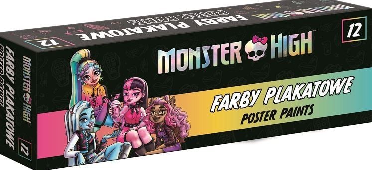 Monster High Farby plakatowe 12 kolorów 20 ml