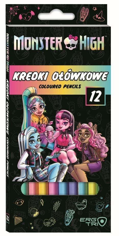 MONSTER HIGH Kredki szkolne trójkątne 12 kolorów