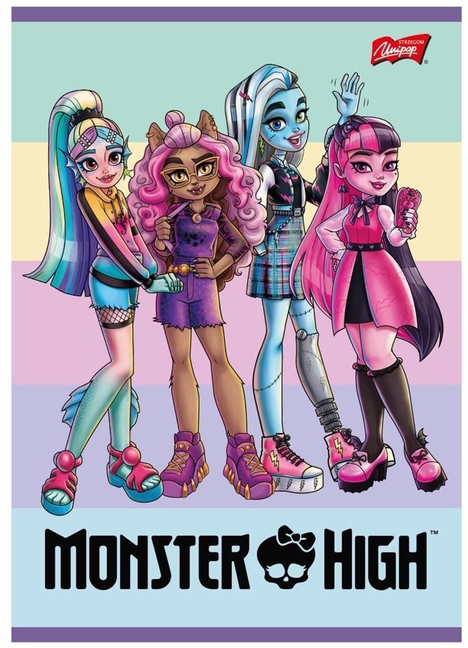 Monster High Zeszyt w linie podwójną dwukolorową w okładce laminowanej A5 16 kartek