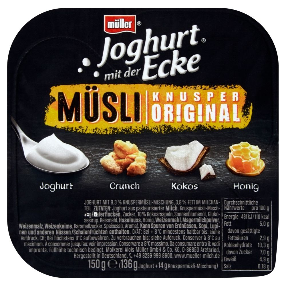 Müller Jogurt z porcją chrupek zbożowych kokosowo-orzechowych 150 g