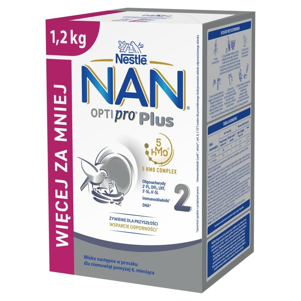 NAN OPTIPRO Plus 2 Mleko następne dla niemowląt powyżej 6. miesiąca 1,2 kg (2 x 600 g)